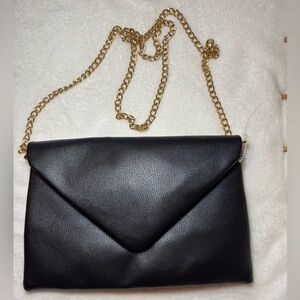 A New Day Black Envelope Clutch with Gold Chain for Holidays